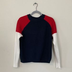 Just Female Red, White, and Blue Crew Neck Sweater